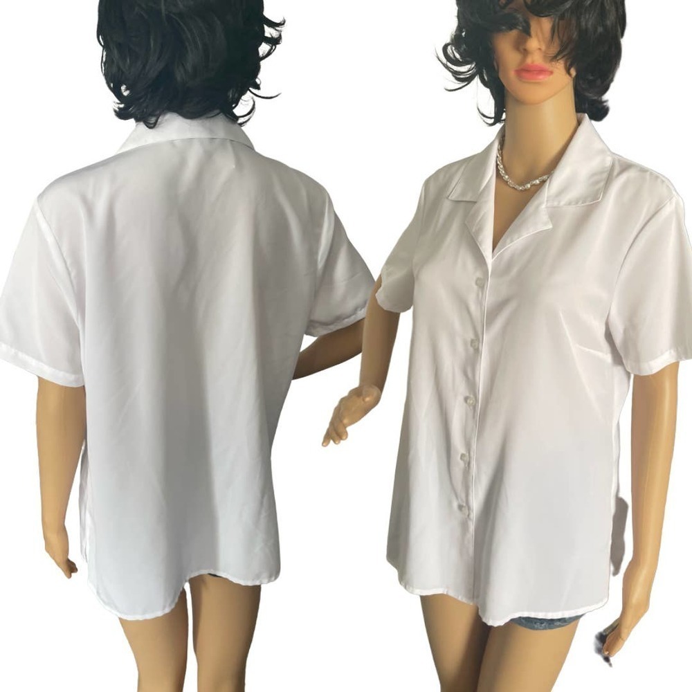 Solid Lapel Neck Button Front Blouse - image 2